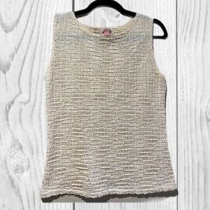 VTG Sleeveless Ruched Textured Tank Top Butter Yellow Coastal Beach top size S